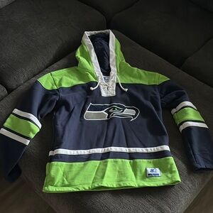 Seattle Seahawks Hoodie - Navy and Lime Green